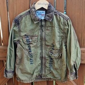 Replay & Sons Baby Kids Grunge Khaki Zip Up Jacket Size 4